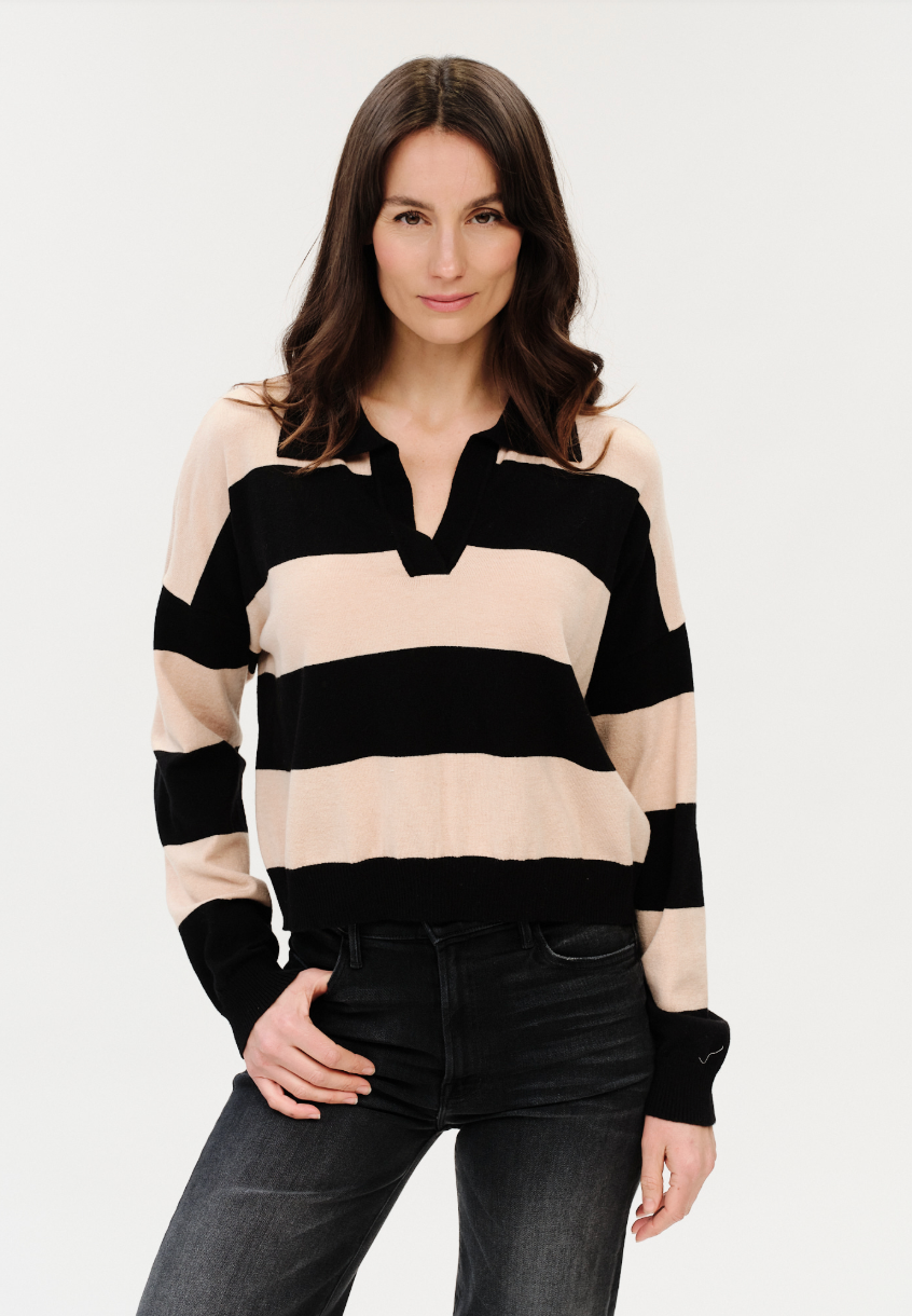 Kate Striped Collared LS Sweater