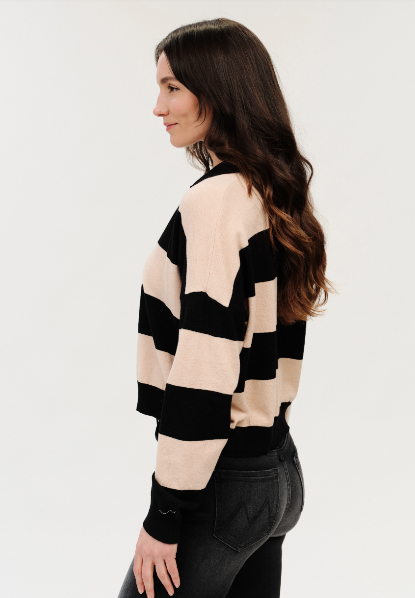 Kate Striped Collared LS Sweater