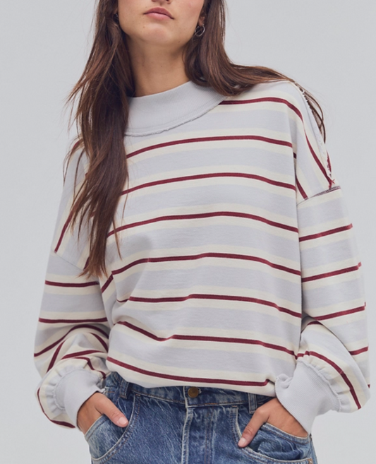 Palm Springs Striped Mockneck Pullover