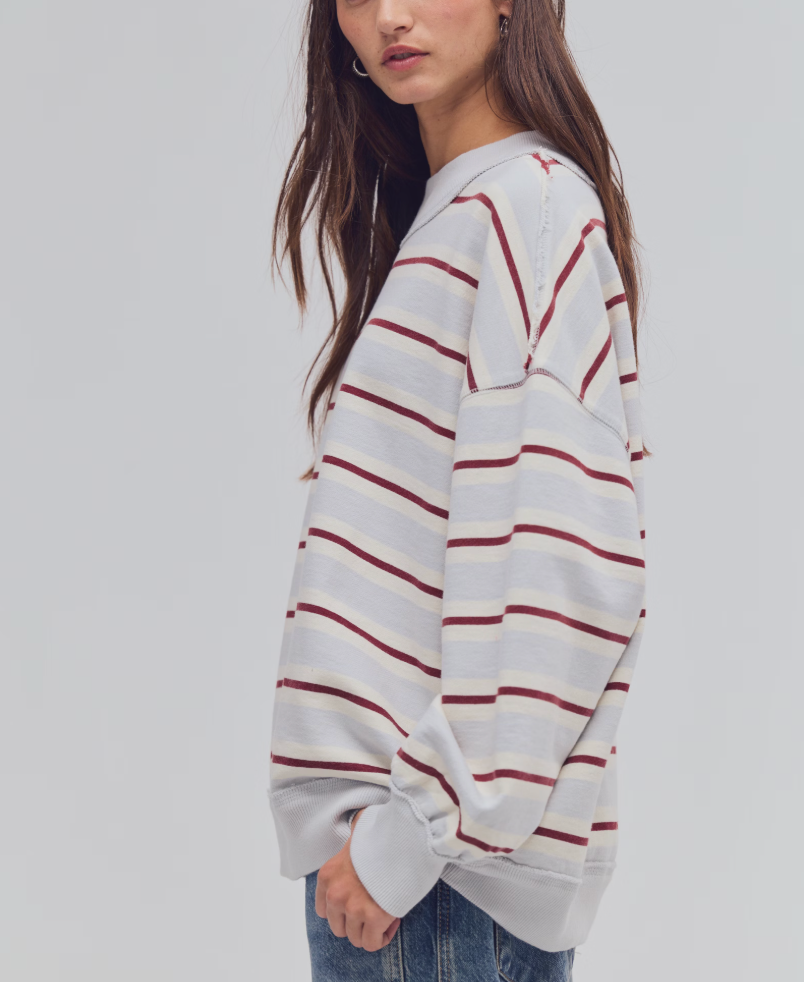 Palm Springs Striped Mockneck Pullover