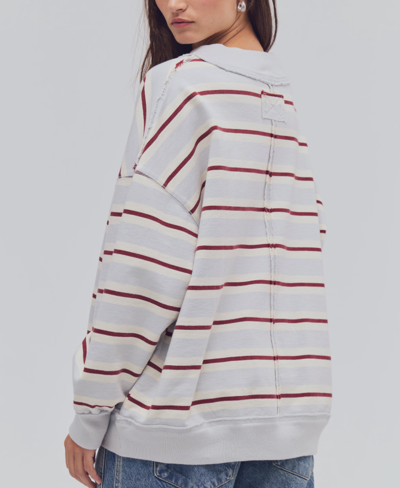 Palm Springs Striped Mockneck Pullover