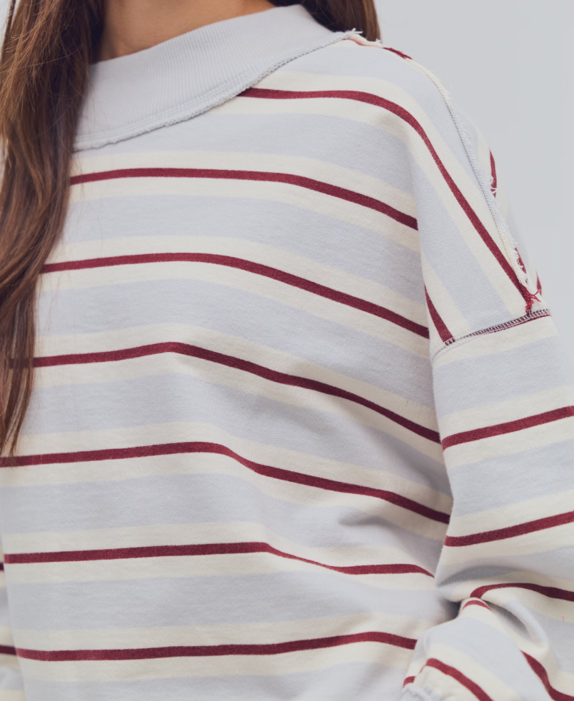 Palm Springs Striped Mockneck Pullover