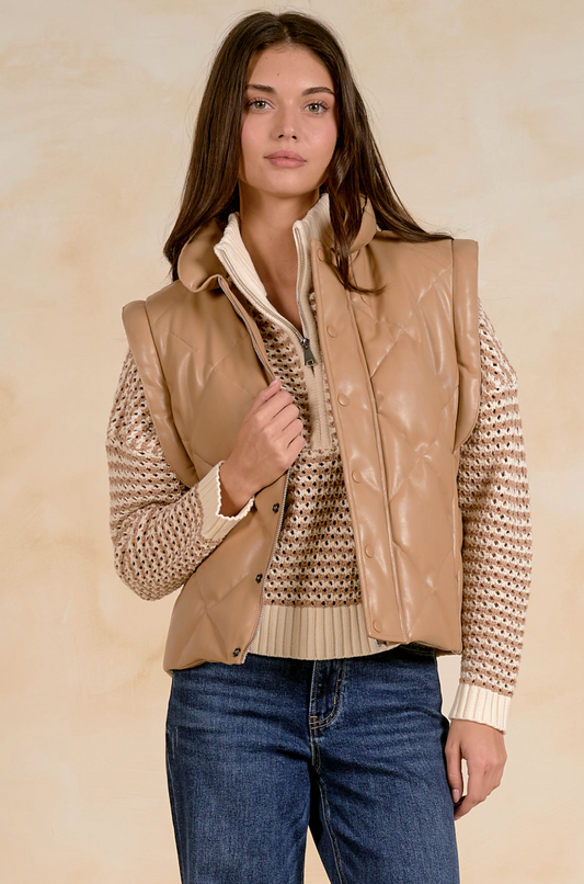 Tibby Quilted Vegan Leather Vest