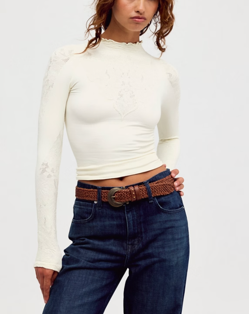 Mixed Feelings Mock Neck LS Top