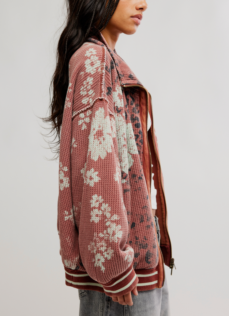 Print Mix Zip Up Cardi