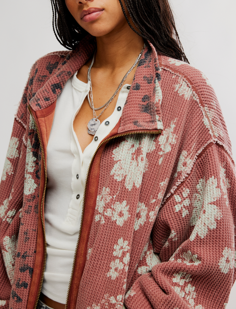 Print Mix Zip Up Cardi