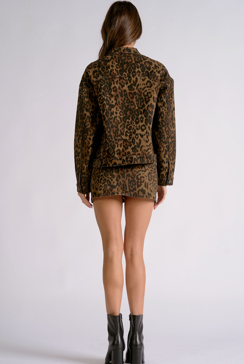 Safari Printed Collared Denim Jacket