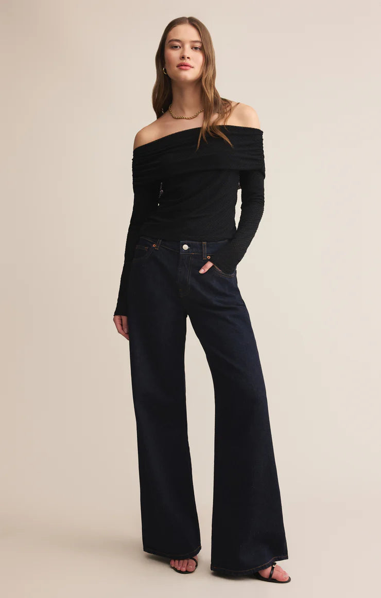 Twyla Off Shoulder Mesh Polka Dot Top