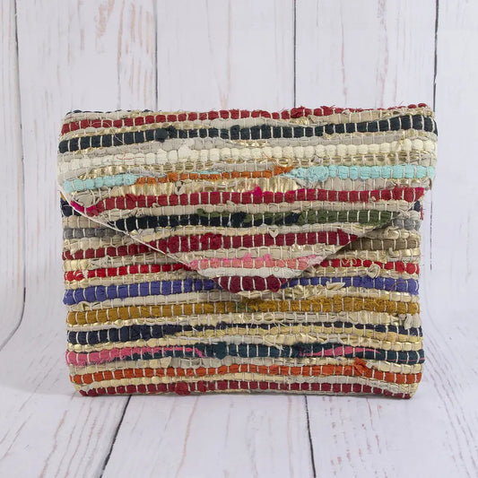 Woven Metallic Thread Envelope Clutch Bag