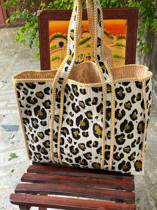 Animal Print Handmade Quilted Tote Bag