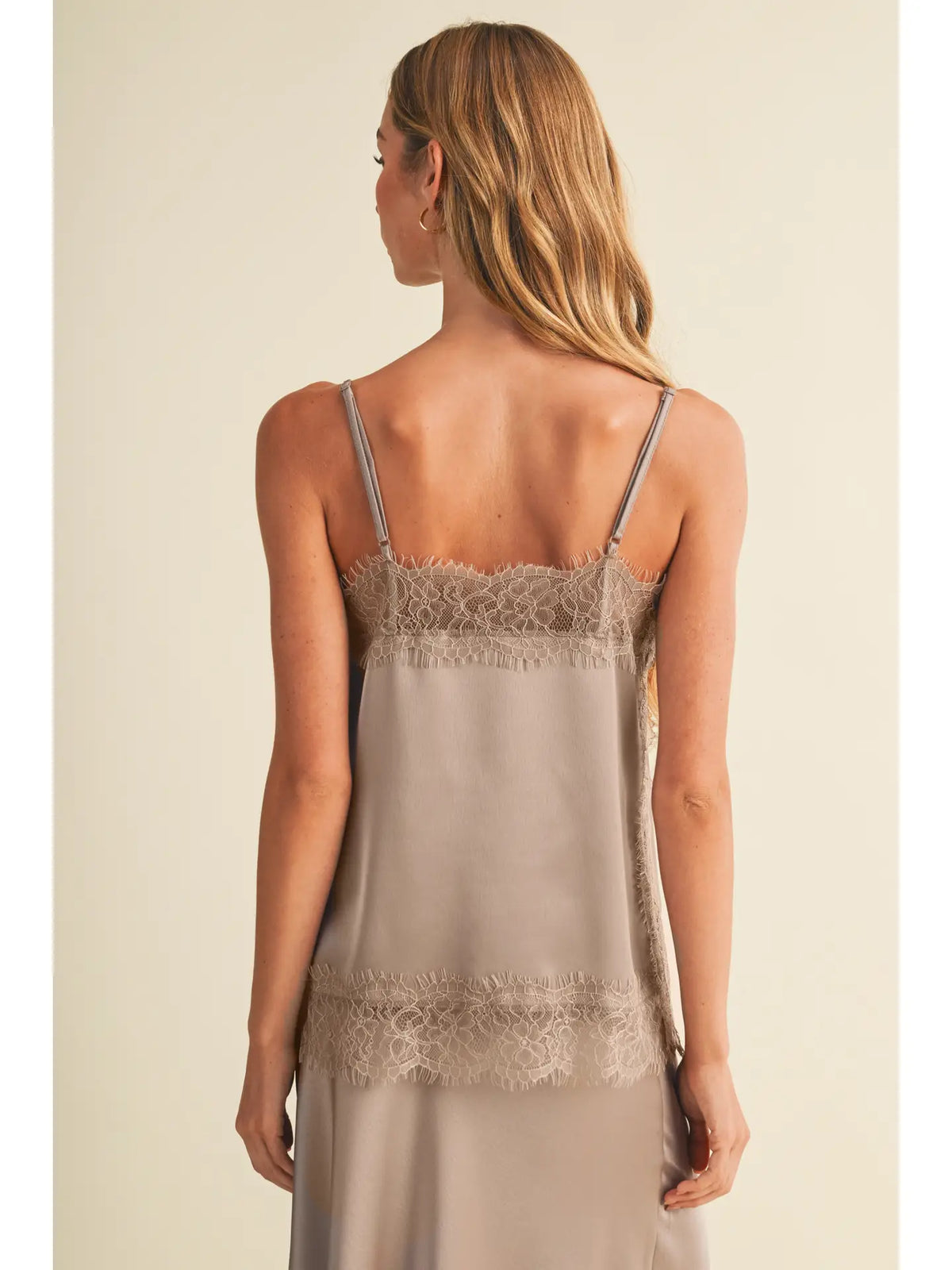 Esti Scallop-Lace Trim Woven Satin Camisole