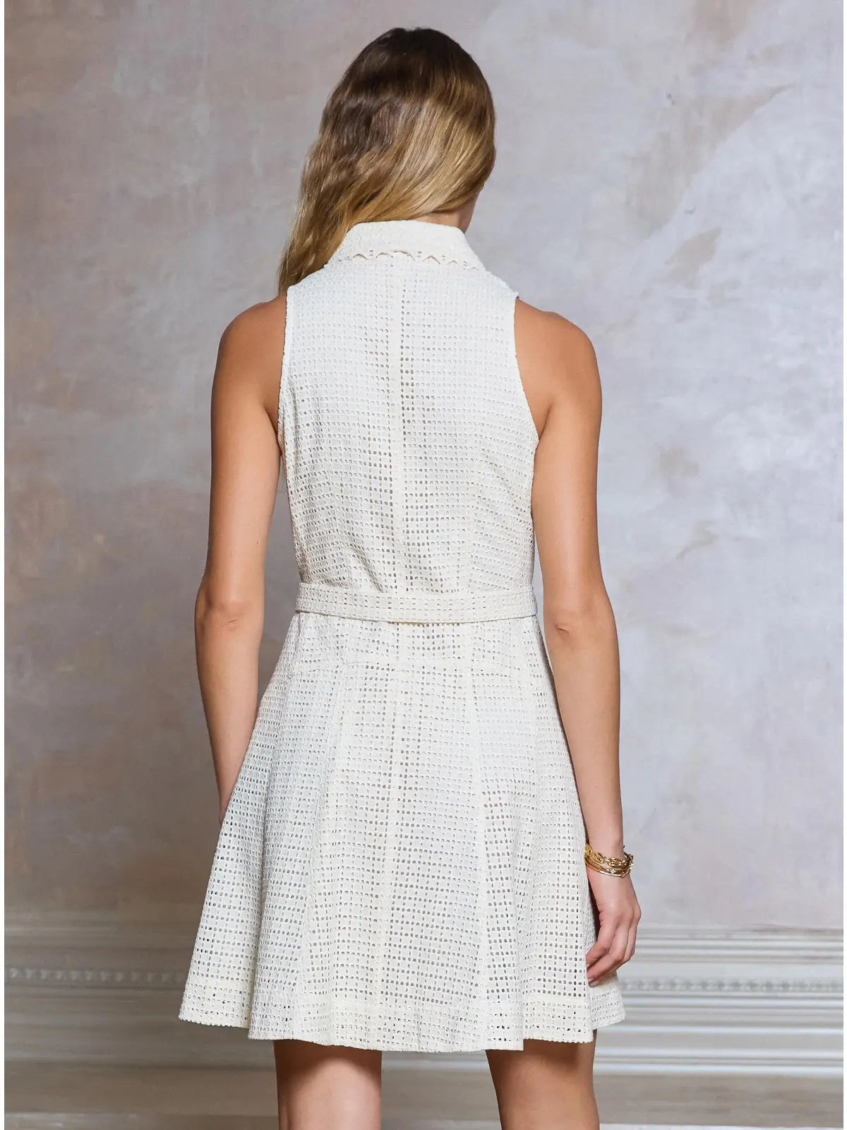 Brie Eyelet Embroidery Sleeveless Shirt Mini Dress