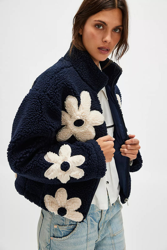 Dahlia Floral Sherpa Jacket