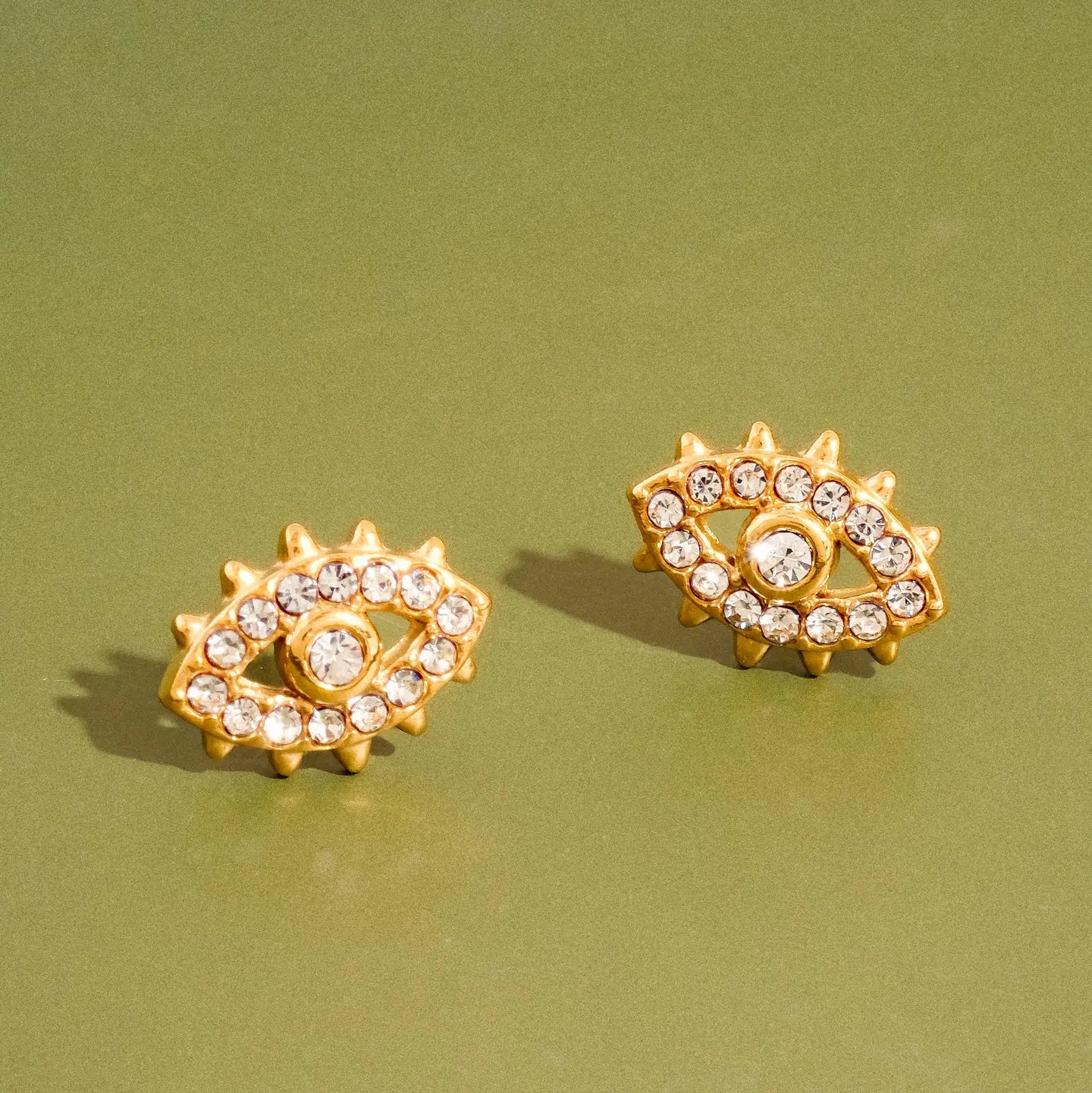 18K Gold Non-Tarnish Cz Stud Earrings