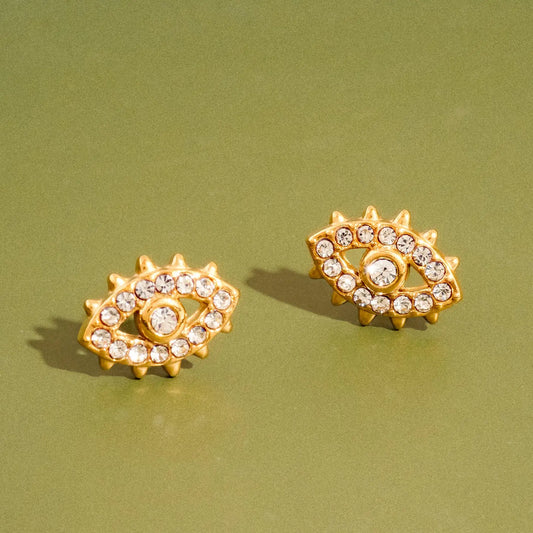 18K Gold Non-Tarnish Cz Stud Earrings