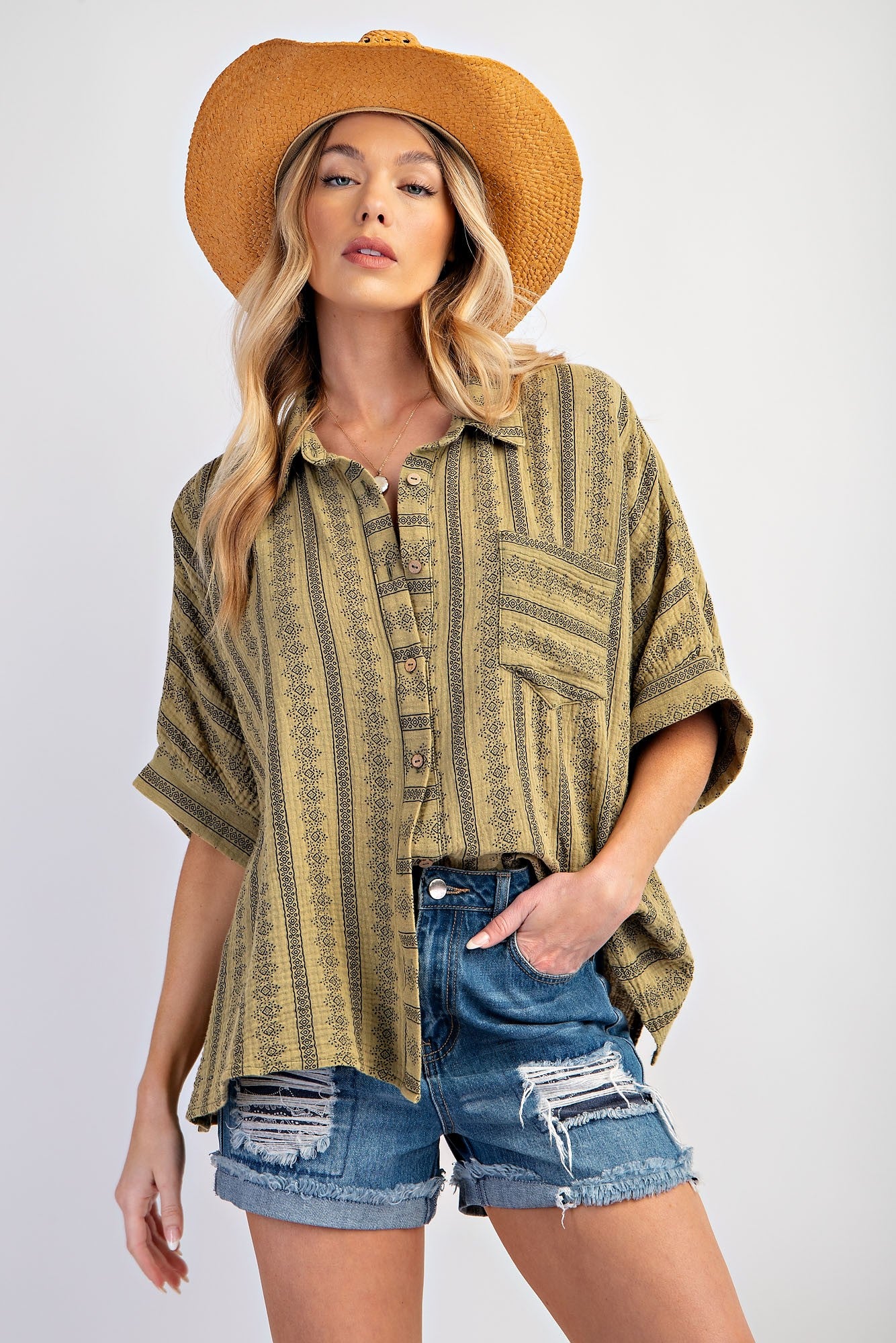 Quinn Printed Button Down - Plus