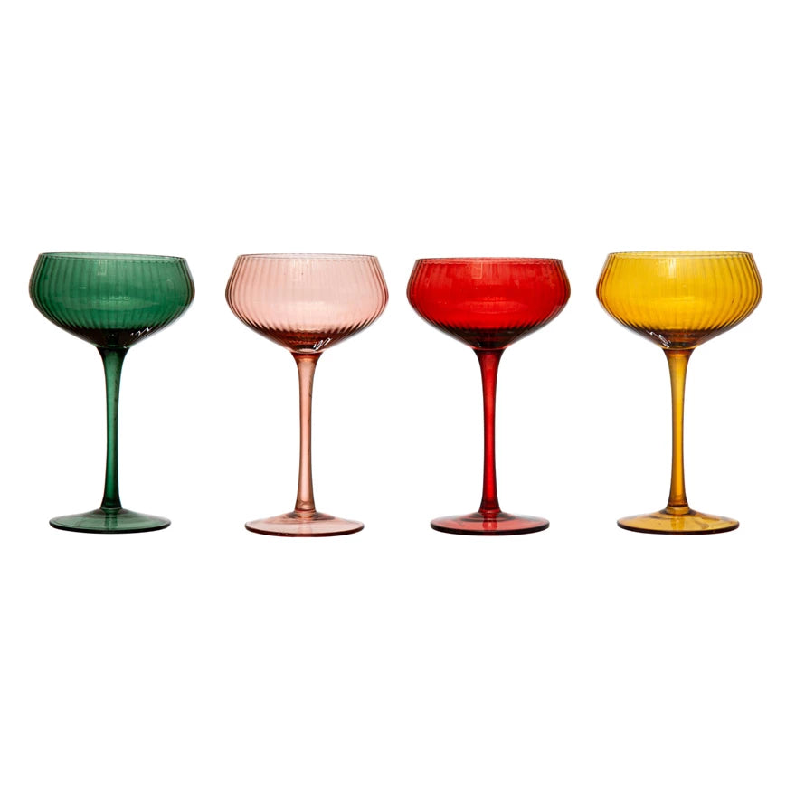 Colored Stemmed Champagne Coupes
