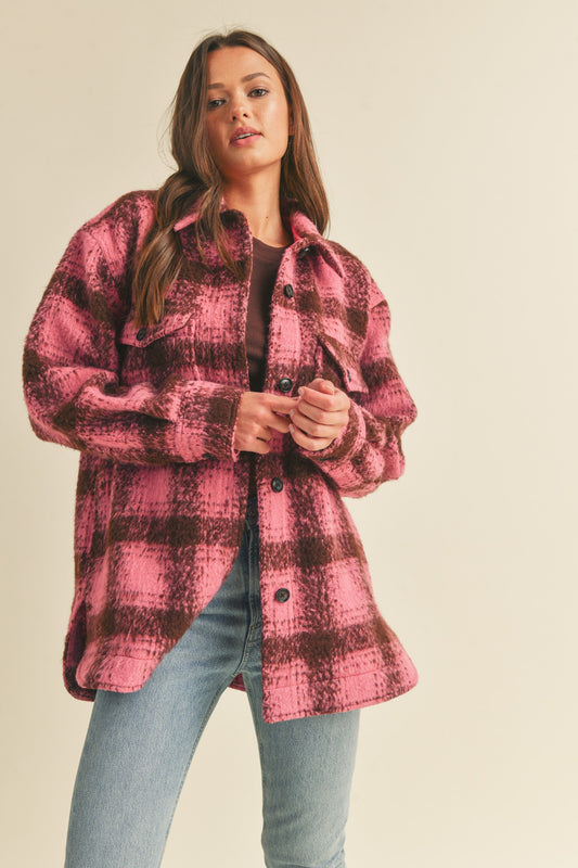 Kinsley Brushed Plaid Oversized Jacket