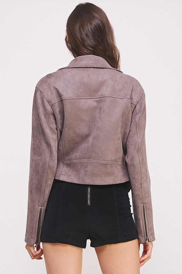 Gianna Belted Suede Moto Jacket - Plus