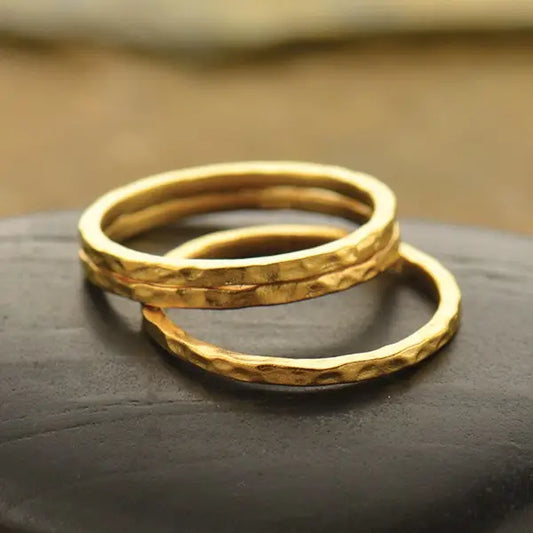 24k Gold Plated Hammer Finish Stacking Rings