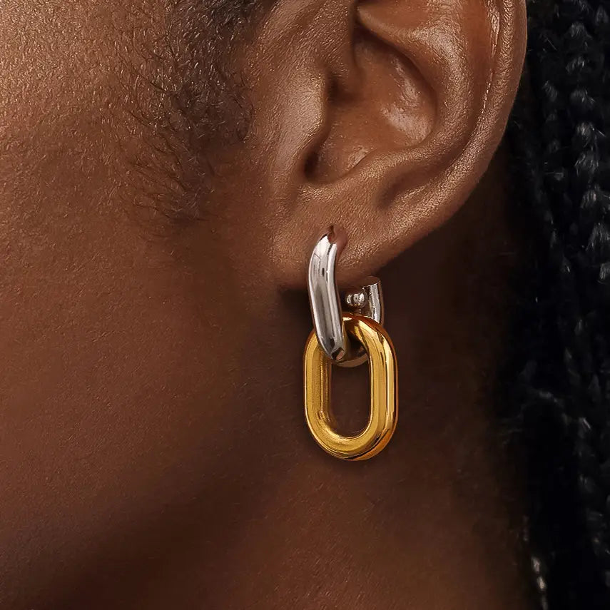 18K Non-Tarnish Double Chain Earring