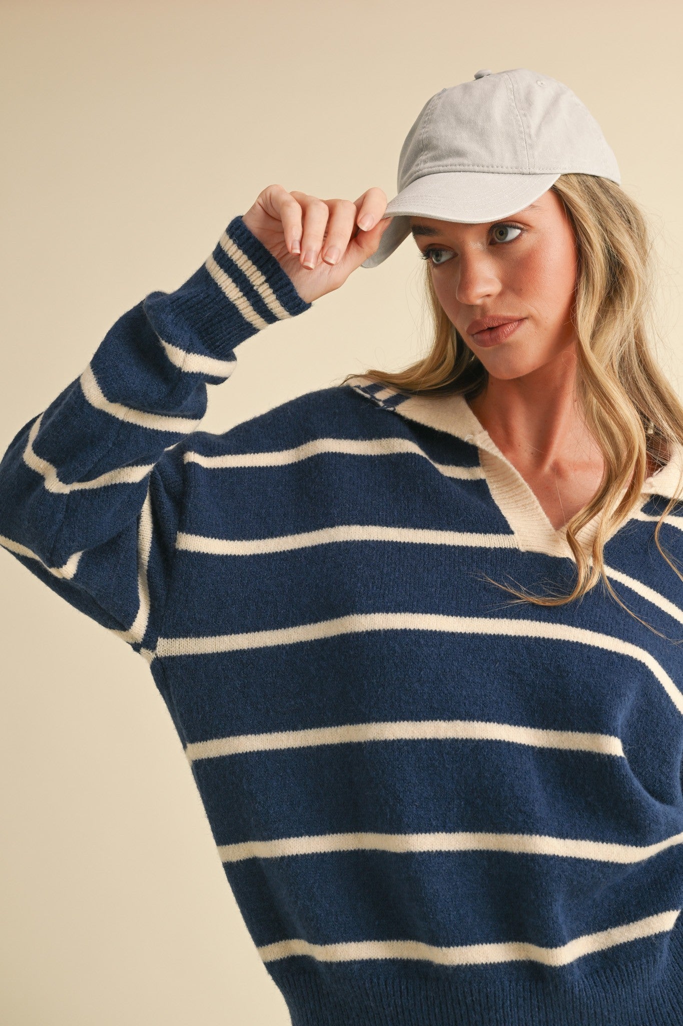 Charlee Striped Collared Sweater