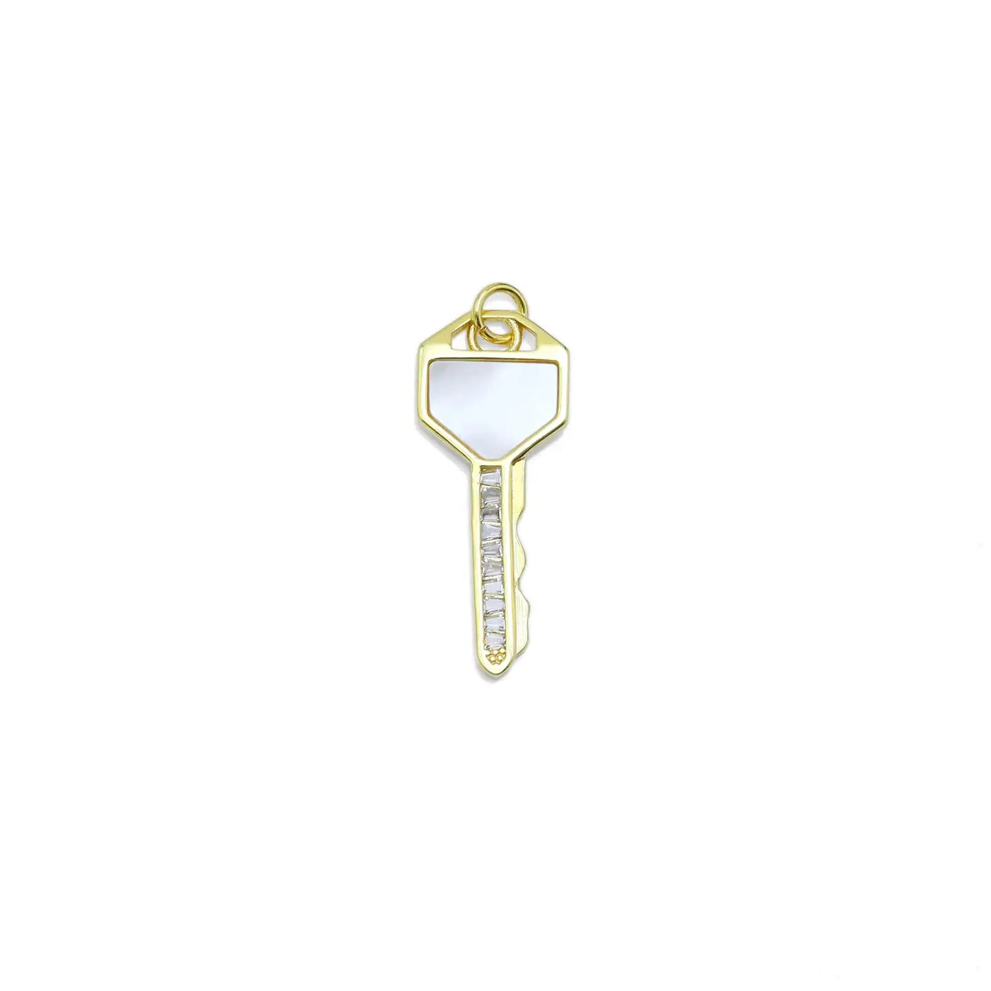 18k Gold Mother of Pearl Key Charm