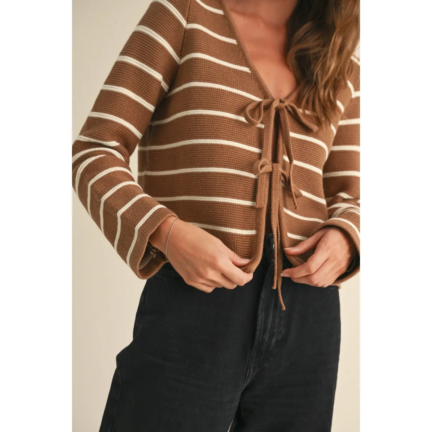 Londyn Striped Tie Front Cardigan