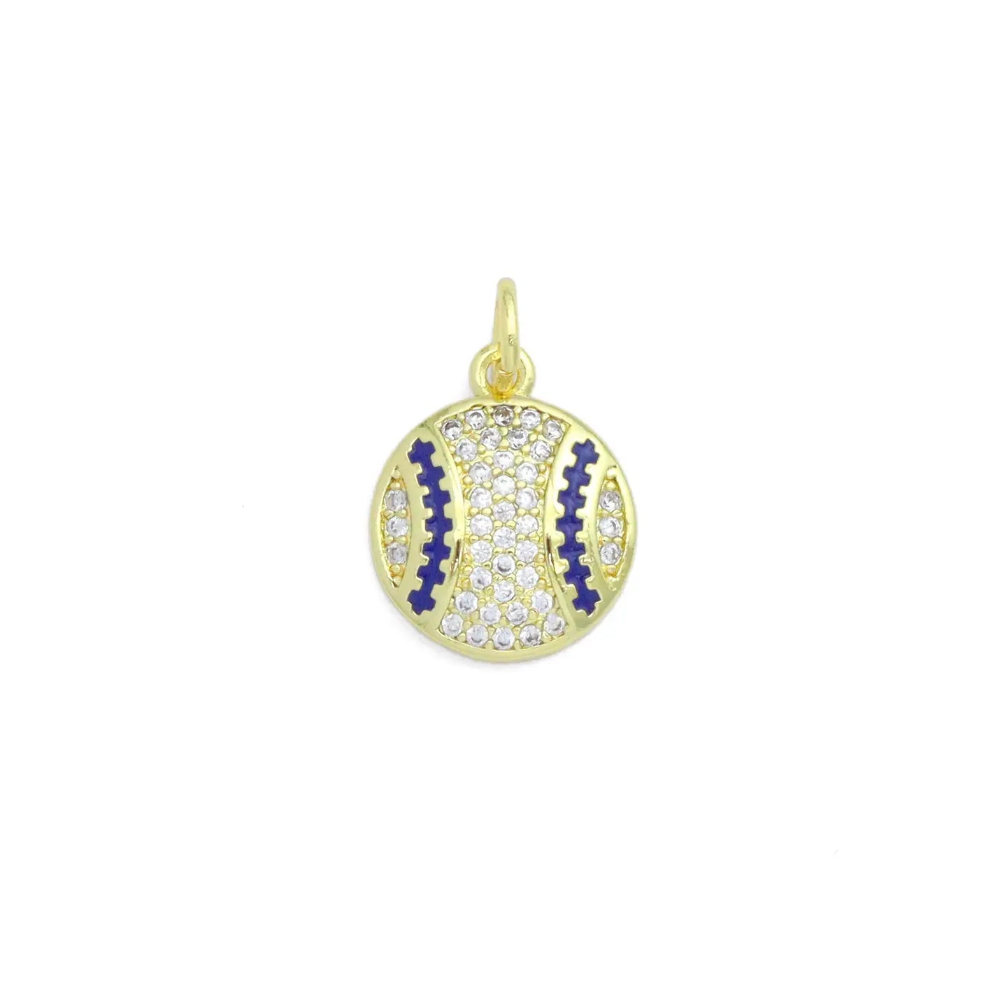 18k Gold CZ Baseball Charm