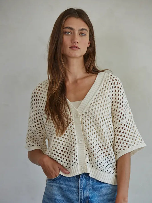 Remy Open Knit Short Sleeve Cardigan