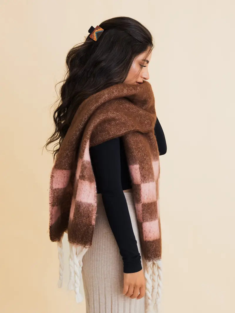 Oversized Chunky Plaid Scarf