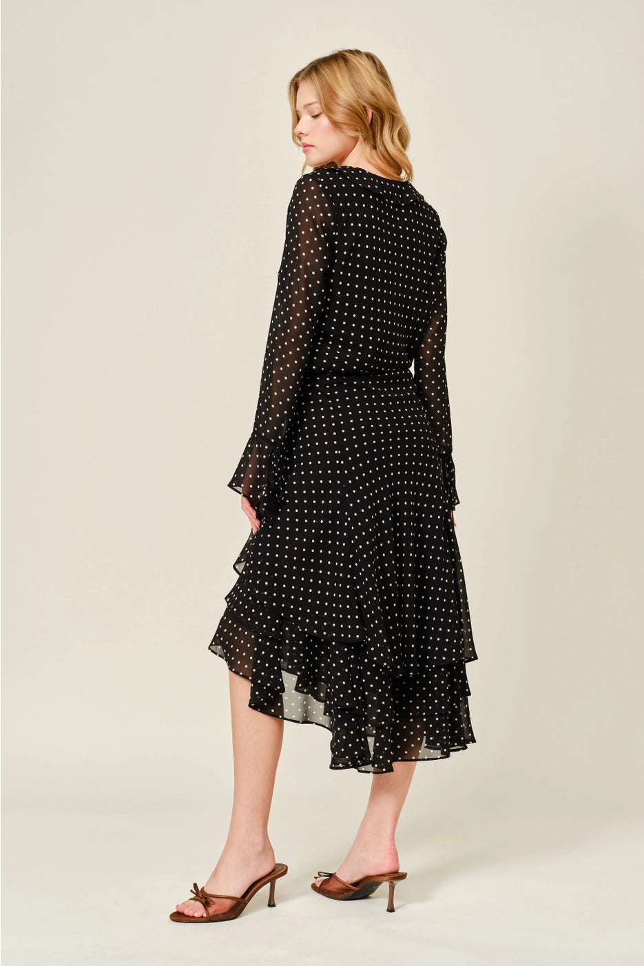 Cici Polka Dot Ruffle Blouse