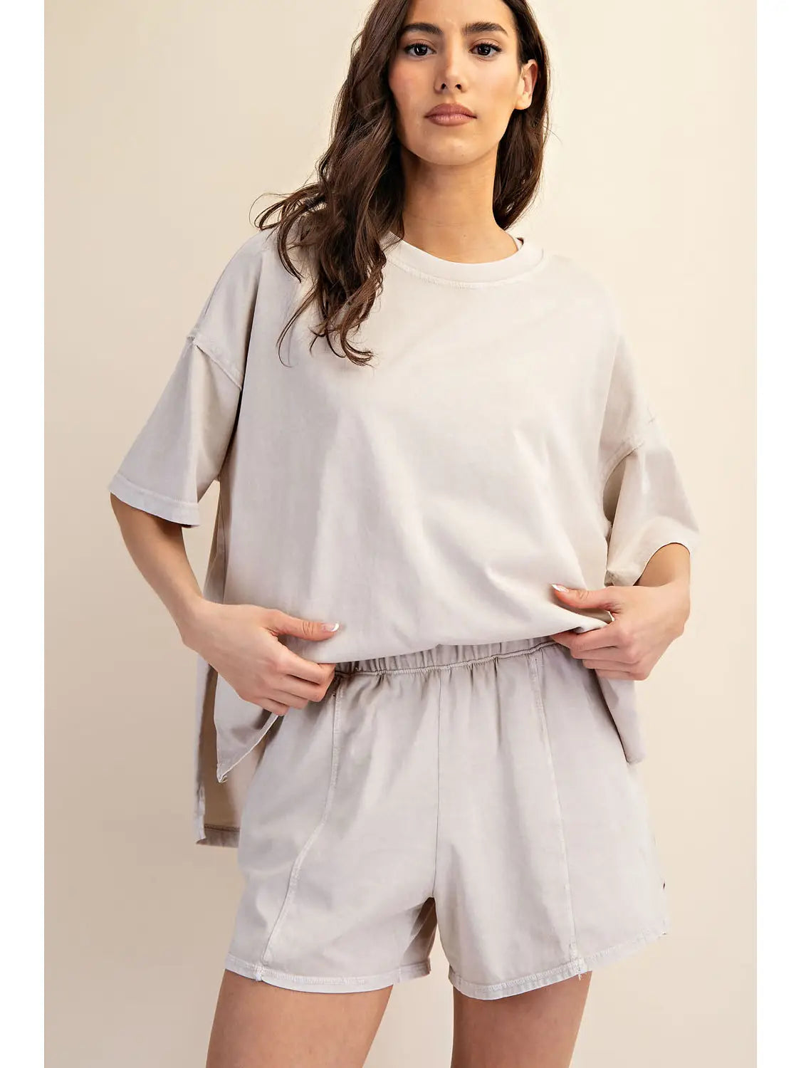 Amber Mineral Washed Side Slit Short Set