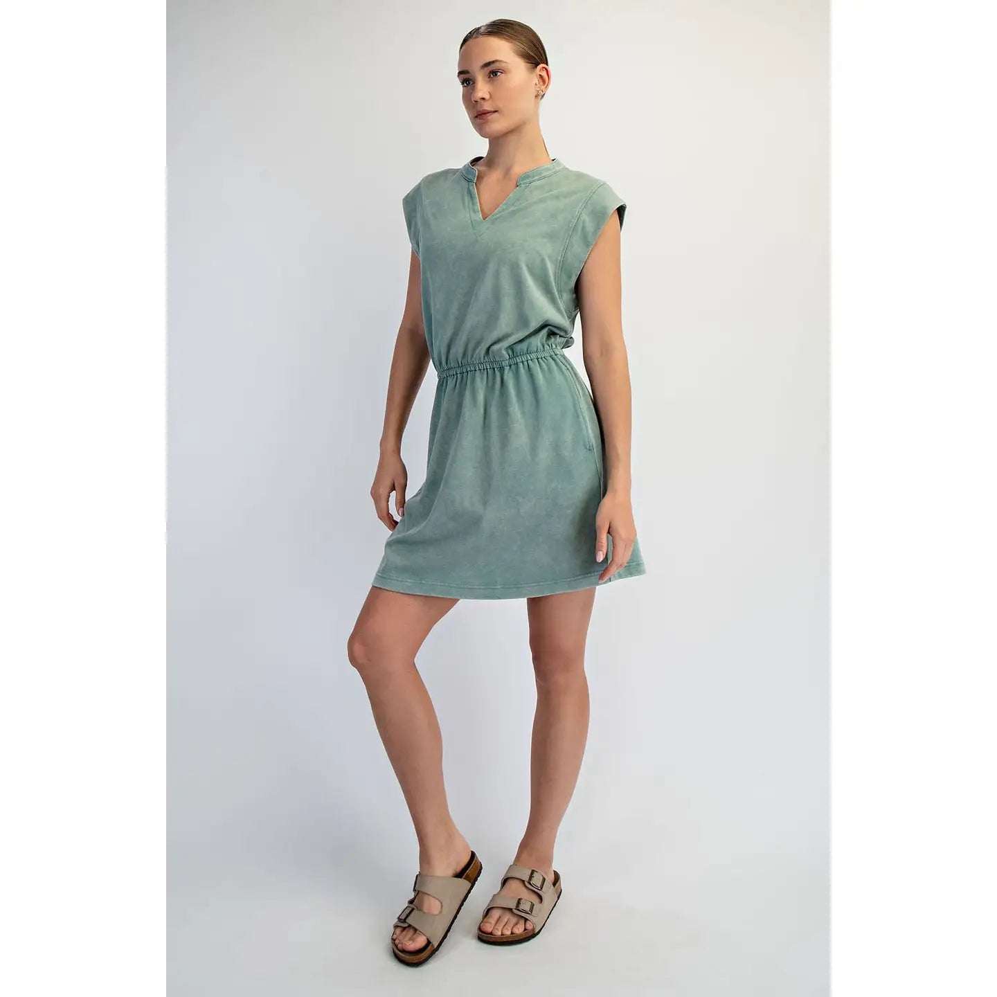 Lola Mineral Washed Cotton Sleeveless Mini Dress