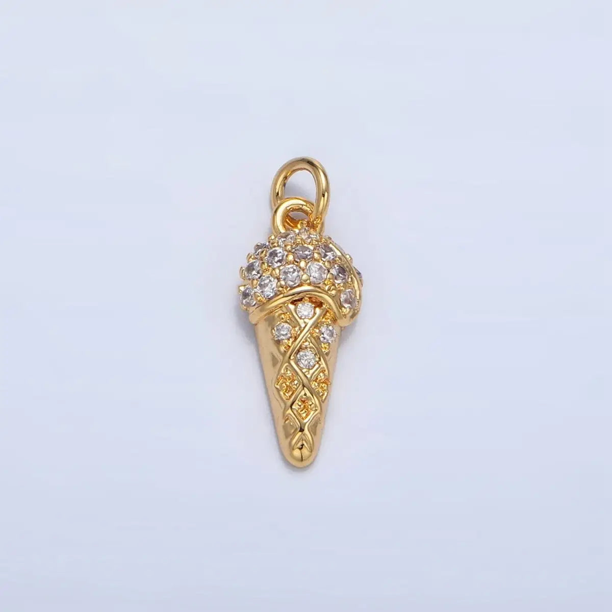 24K Gold Filled Micro Paved Cz Ice Cream Charm
