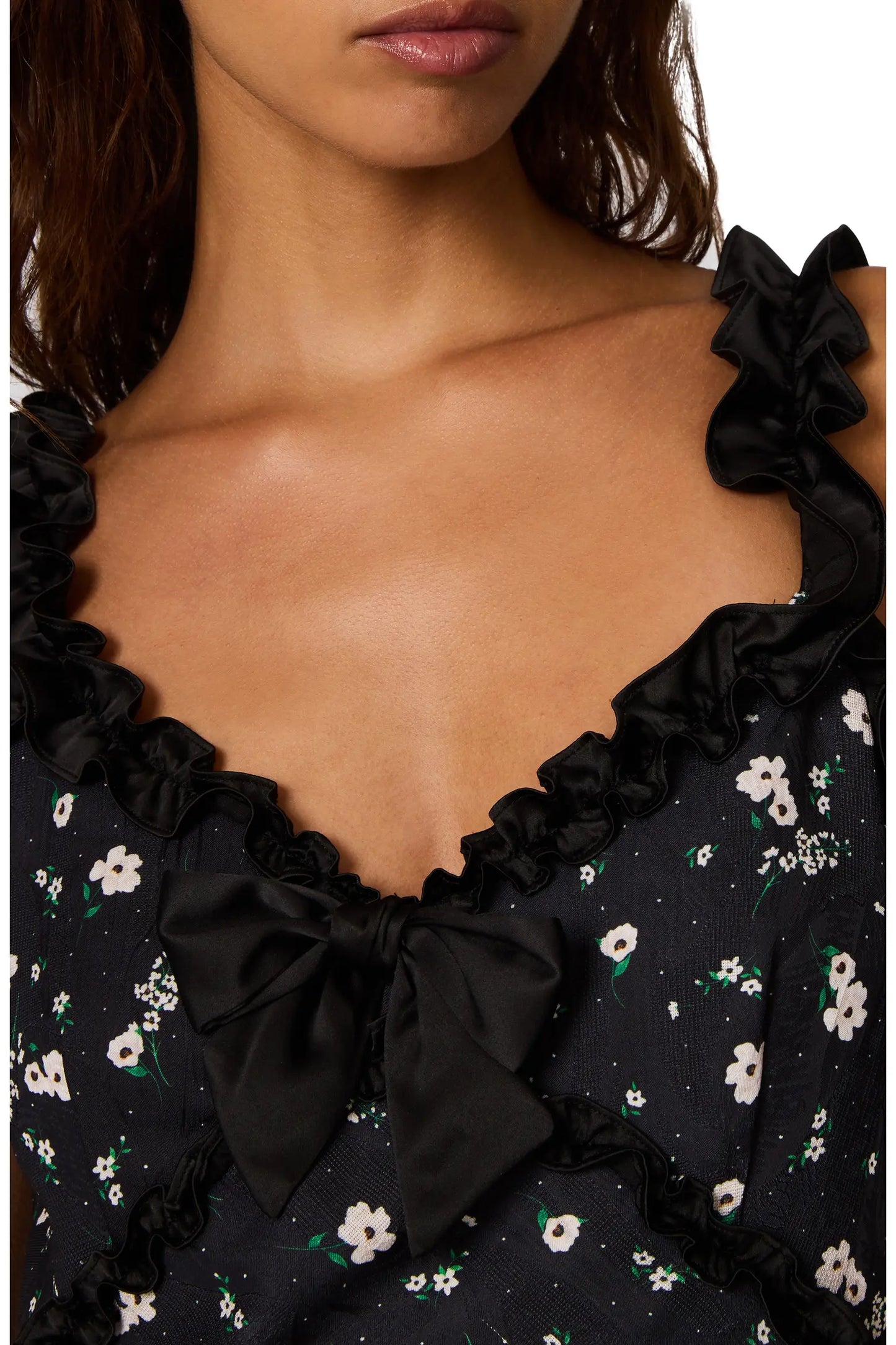 Lavern Floral Ruffle Trim Maxi Dress