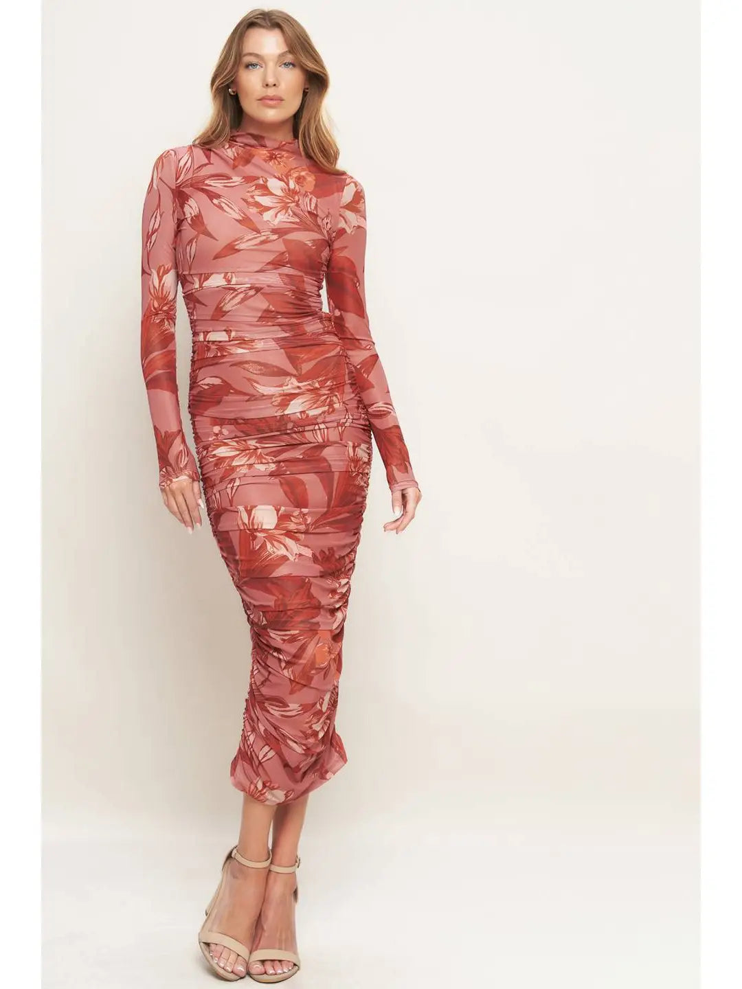 Lana Printed Mesh Midi Dress