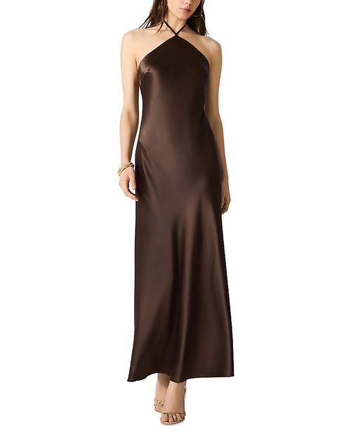 Flora Satin Halter Dress