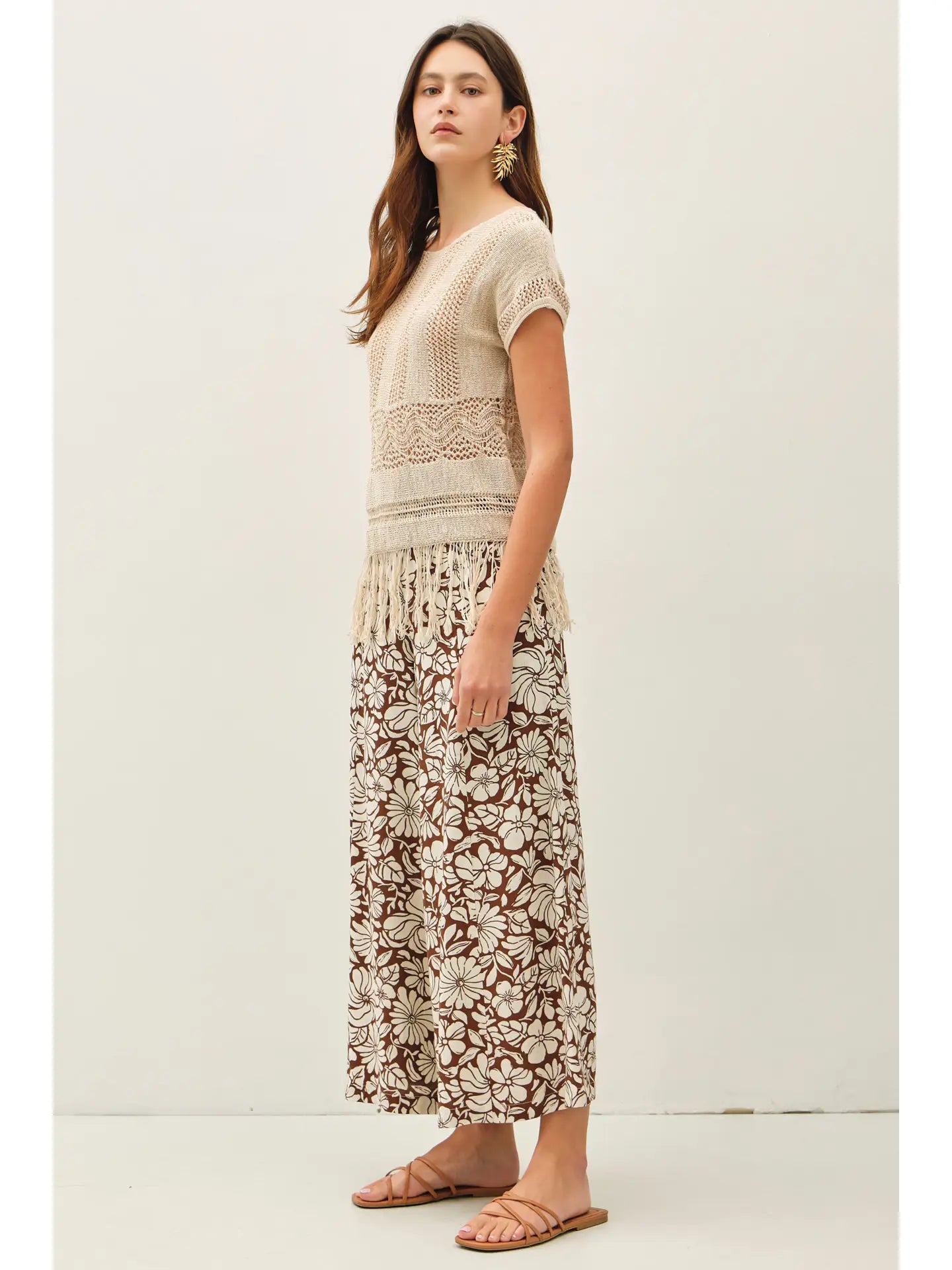 Steph Fringed Crochet Sweater Top