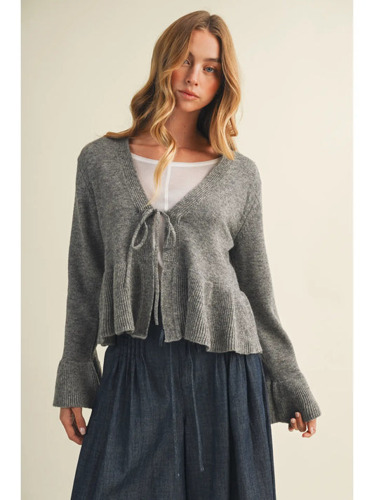 Aspen Tie-Front Peplum Bell Sleeve Top