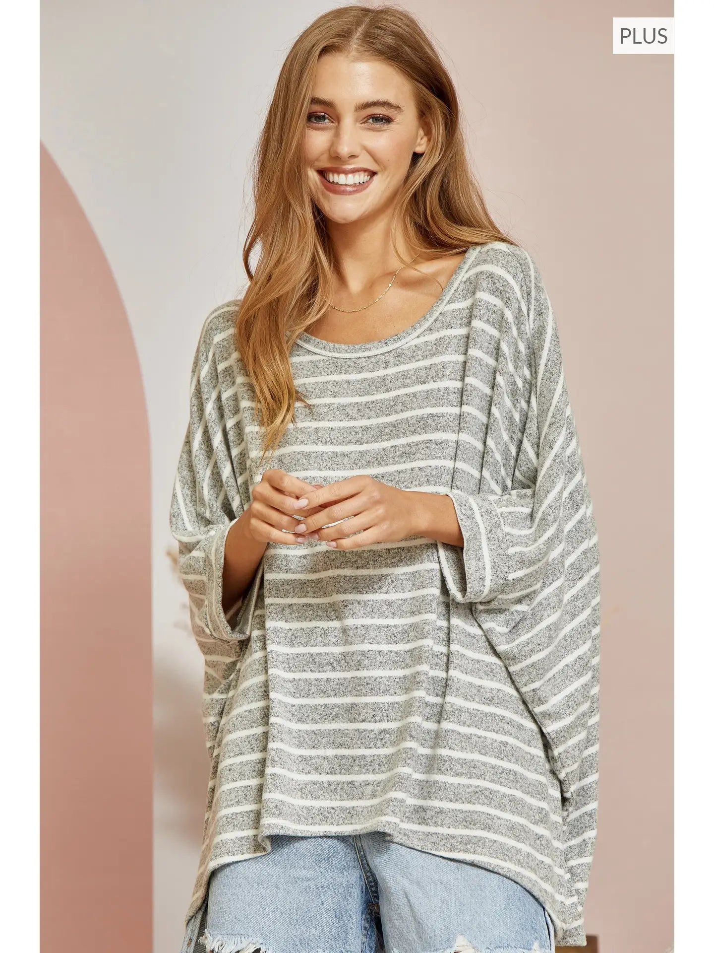 Elia Striped Knit Top- Plus