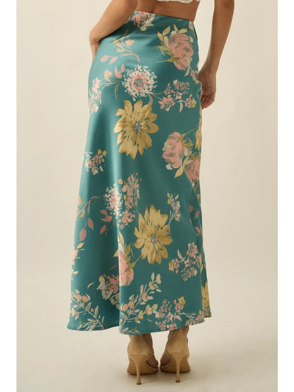 Nellie Floral Maxi Satin Skirt