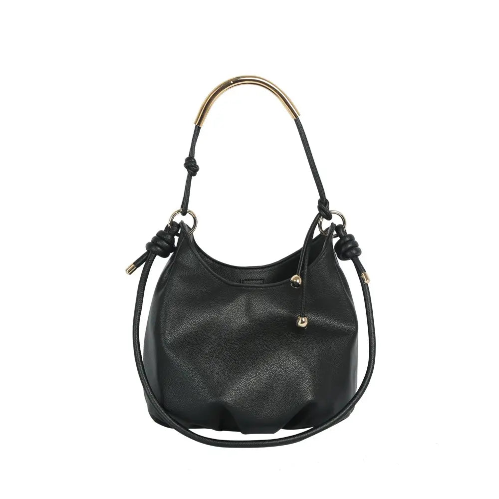 Slouchy Bucket Bag with Curved Bar Handle