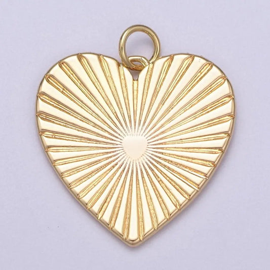16K Gold Filled Sunburst Heart Pendant Charm