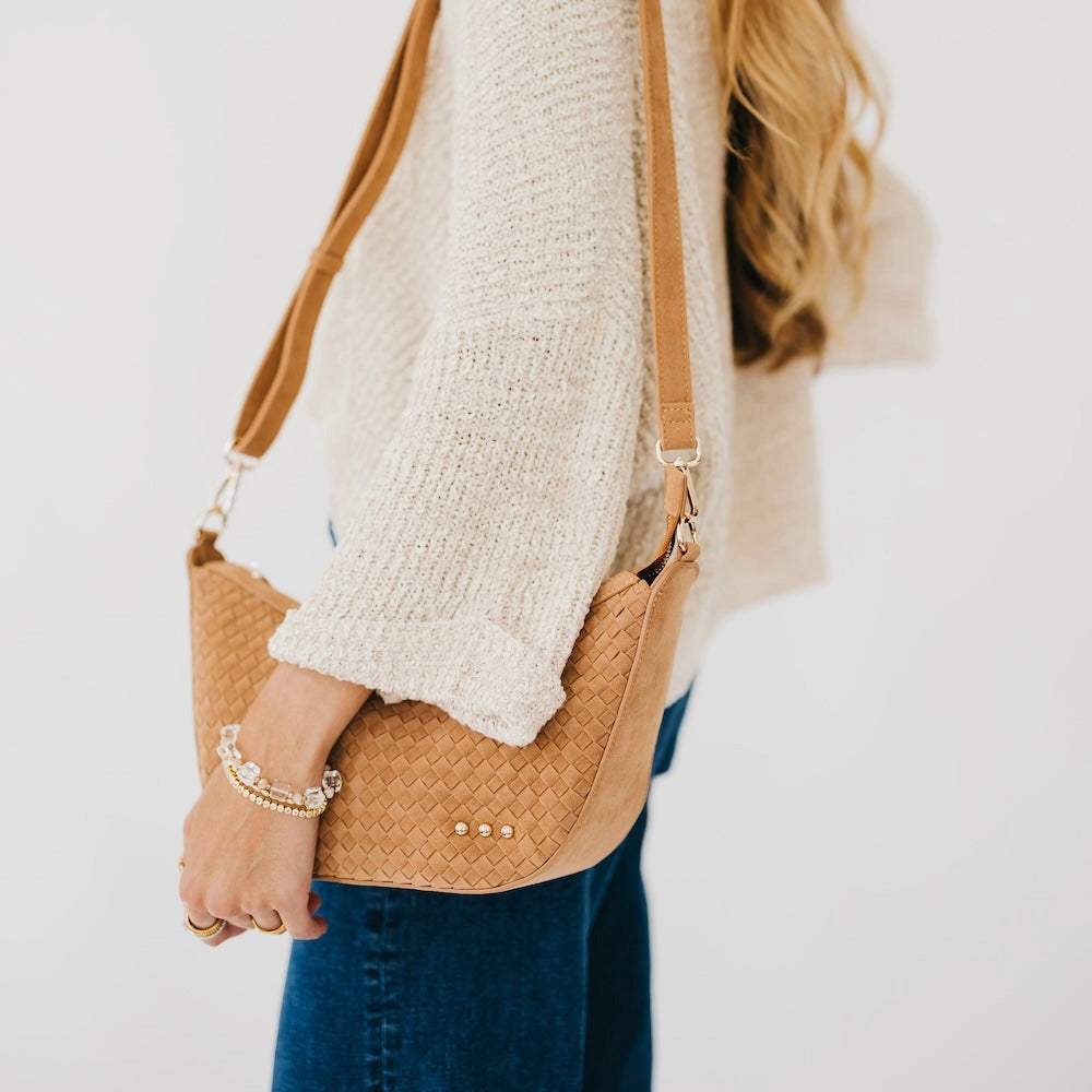Structured Suede Woven Crossbody