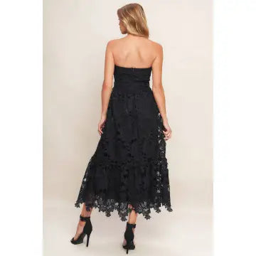 Genevieve Woven Floral Lace Midi Dress