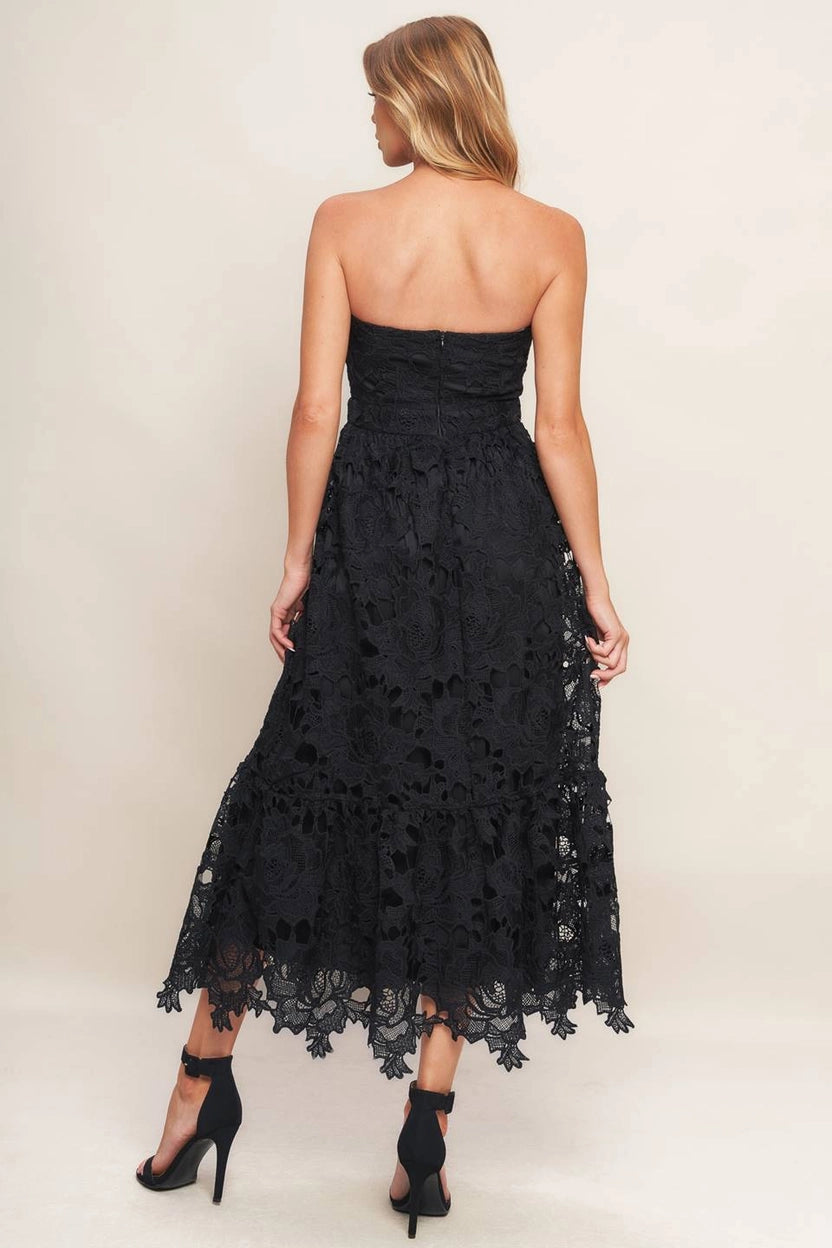 Genevieve Woven Floral Lace Midi Dress