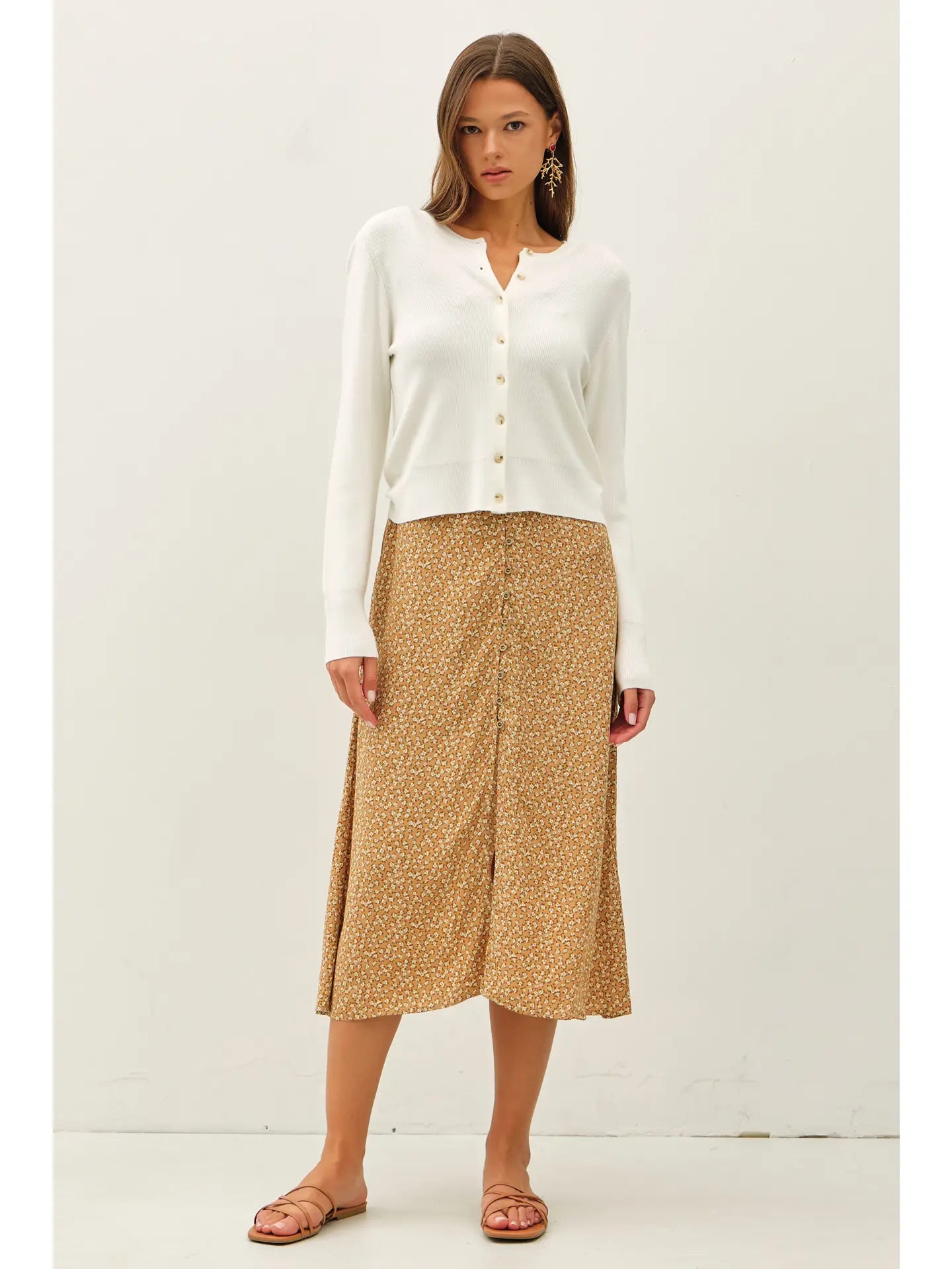 Francine Ribbed Crewneck Cardigan