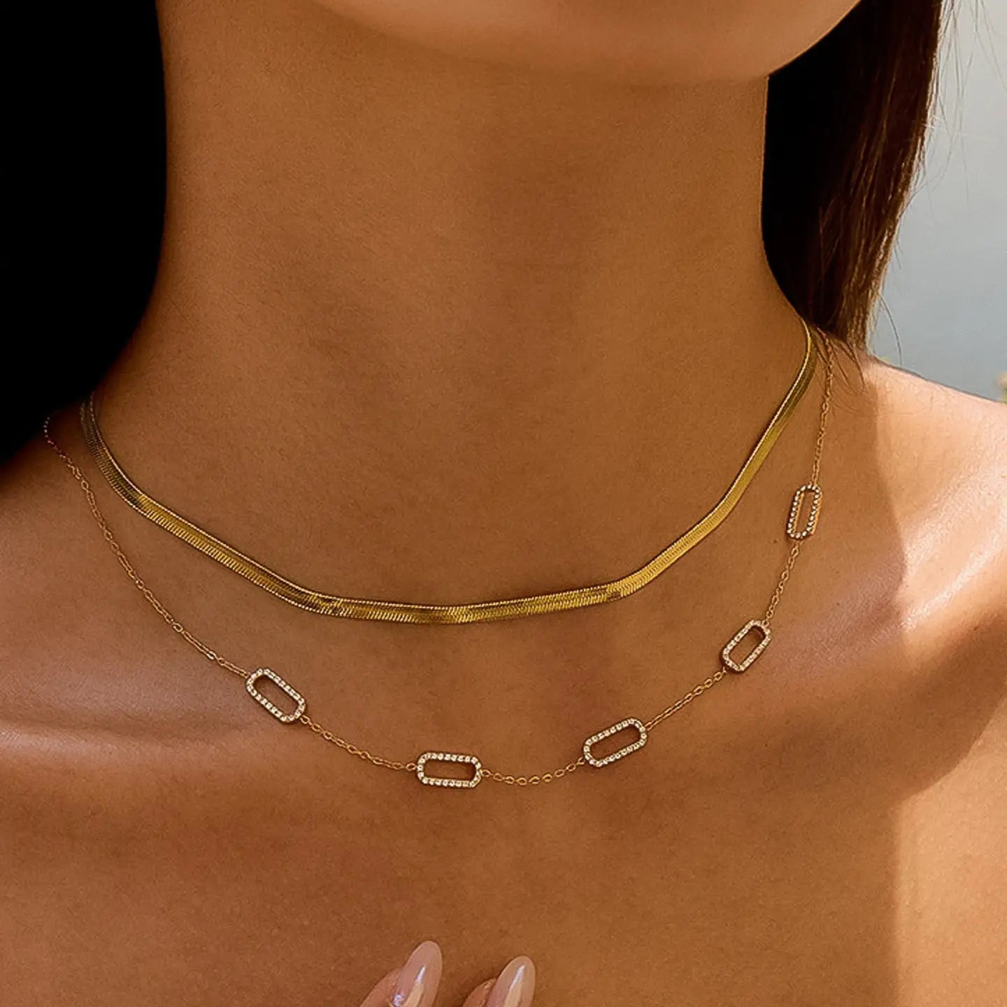 18K Gold Non-Tarnish Dainty Chain Necklace