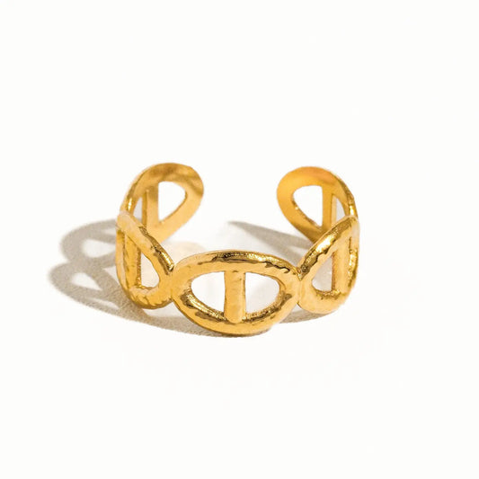 Gold Non-Tarnish Adjustable Chain Ring